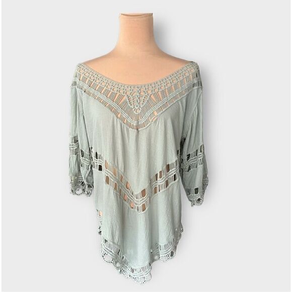 Lapis Women’s Crochet Summer Cover-up Light Green size Medium - Picture 1 of 8